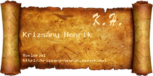 Krizsány Henrik névjegykártya