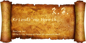 Krizsány Henrik névjegykártya